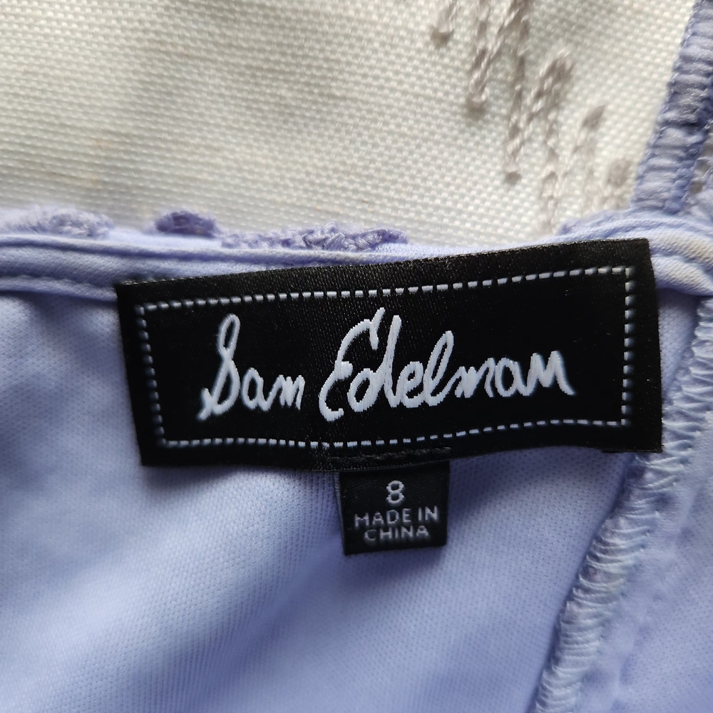 Sam Edelman Periwinkle Blue Lace Dress |‎ Circle Trim Embroidered | Size 8 - Picture 2 of 6